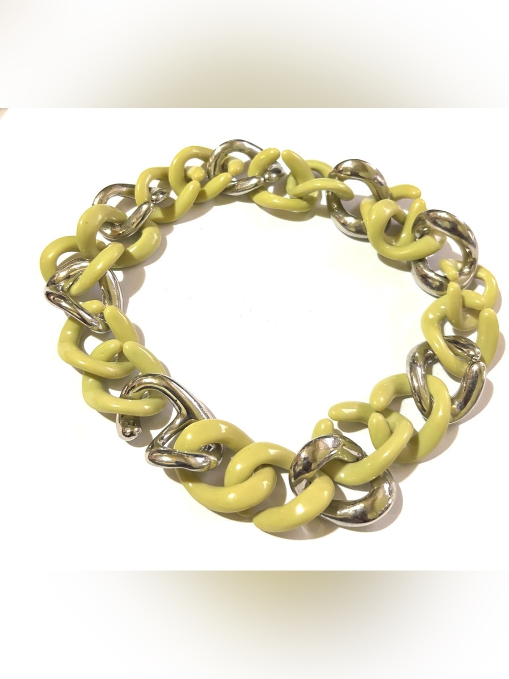 Yellow unisex Link plastic Chain Necklace - Designer Statement Jewelry